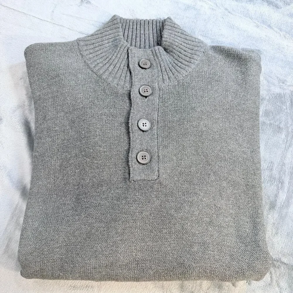 Bundle 2 Tricots St Raphael Mens Sweater Sherpa Lined 1/4 Button Mock Neck Sz XL - Picture 2 of 16